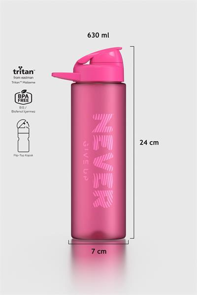 Renga Lidya Yazı Desenli 630 ml Mat Tritan Matara 912118 Fuşya