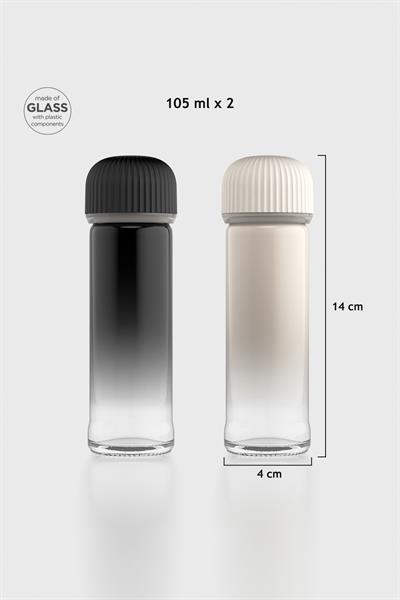 Renga Line Boyalı 105 ml 2li Cam Tuzluk Biberlik Seti 122021 Siyah-Bej