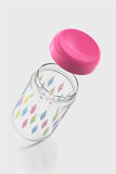 Renga Linea 660 ml Başak Desenli Cam Kavanoz 132072 Fuşya