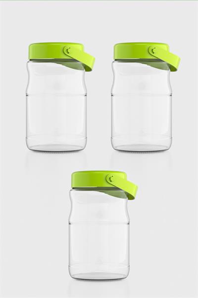 Renga Macro 1700 ml 3lü Cam Kavanoz Seti 131074 Yeşil