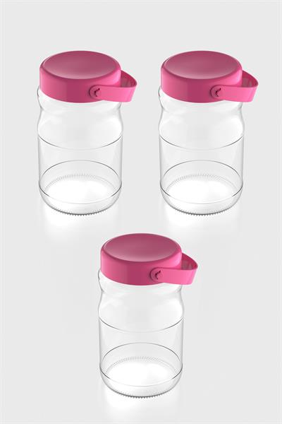 Renga Macro 1700 ml 3lü Cam Kavanoz Seti 131074 Fuşya