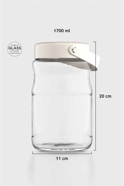 Renga Macro 1700 ml Bej Kapaklı Cam Kavanoz 131074