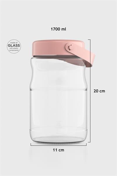 Renga Macro 1700 ml Pembe Kapaklı Cam Kavanoz 131074
