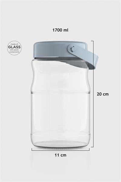 Renga Macro 1700 ml Turkuaz Kapaklı Cam Kavanoz 131074
