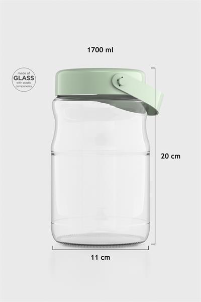Renga Macro 1700 ml Yeşil Kapaklı Cam Kavanoz 131074