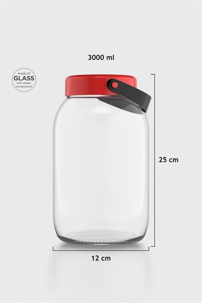 Renga Macro 3000 ml Kırmızı Kapaklı Cam Kavanoz 131016