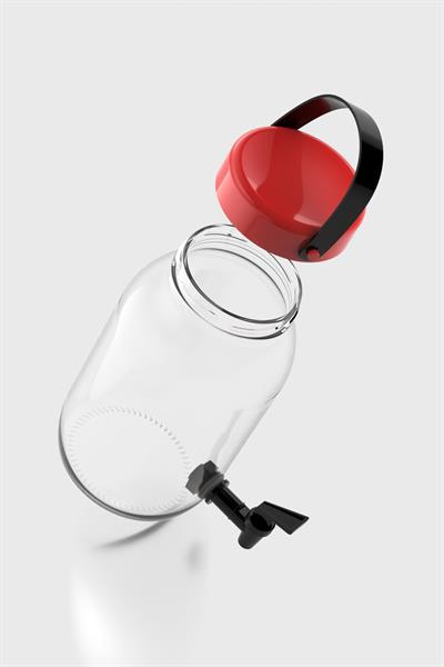 Renga Macro 3000 ml Kırmızı Kapaklı Musluklu Cam Kavanoz 131001