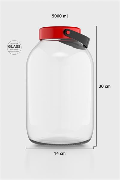 Renga Macro 5000 ml Kırmızı Kapaklı Cam Kavanoz 131017