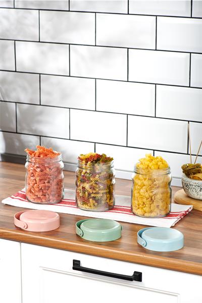 Renga Macro 900 ml 3lü Cam Kavanoz Seti 131061 Renkli