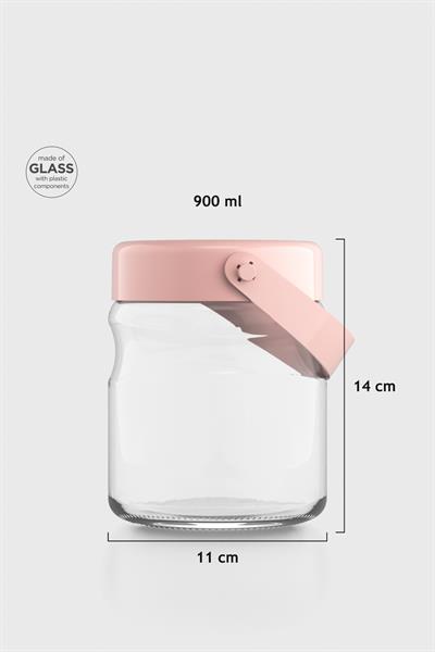 Renga Macro 900 ml Pembe Kapaklı Cam Kavanoz 131061