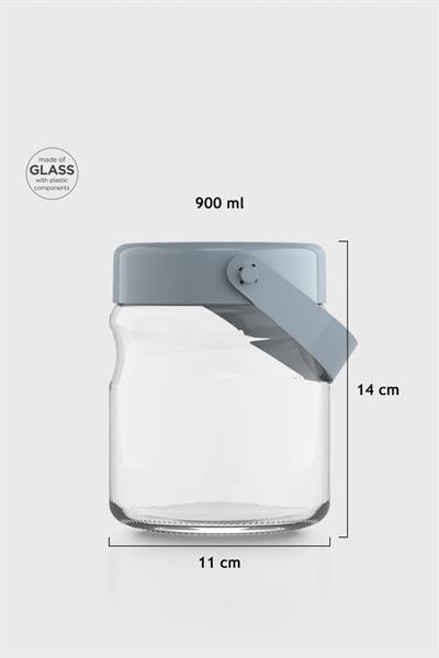 Renga Macro 900 ml Turkuaz Kapaklı Cam Kavanoz 131061