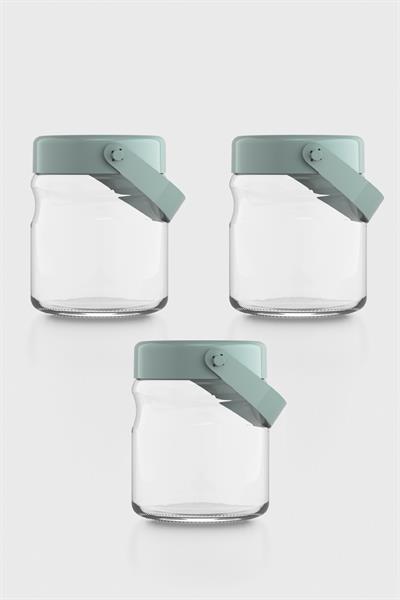 Renga Macro 900 ml Yeşil Kapaklı 3lü Cam Kavanoz Seti 131061