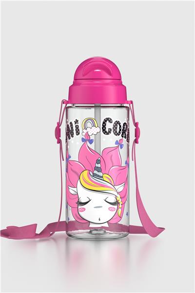 Renga Migo Desenli 500 ml Askılı Pipetli Tritan Çocuk Matara 912008 Pembe
