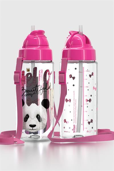 Renga Migo Desenli 500 ml Askılı Pipetli Tritan Çocuk Matara 912004 Pembe