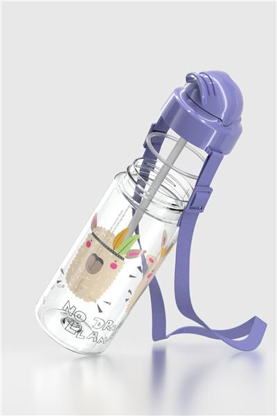 Renga Migo Desenli 500 ml Askılı Pipetli Tritan Çocuk Matara 912008 Lila