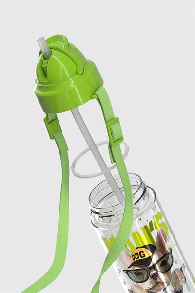 Renga Migo Desenli 500 ml Askılı Pipetli Tritan Çocuk Matara 912004 Yeşil
