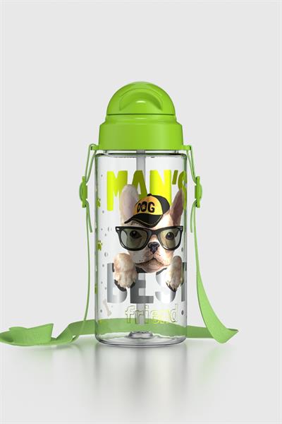 Renga Migo Desenli 500 ml Askılı Pipetli Tritan Çocuk Matara 912004 Yeşil