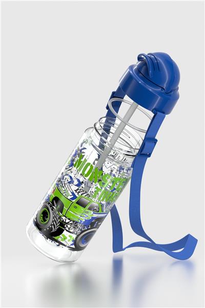 Renga Migo Desenli 500 ml Askılı Pipetli Tritan Çocuk Matara 912008 Mavi