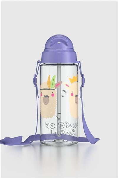 Renga Migo Desenli 500 ml Askılı Pipetli Tritan Çocuk Matara 912008 Lila