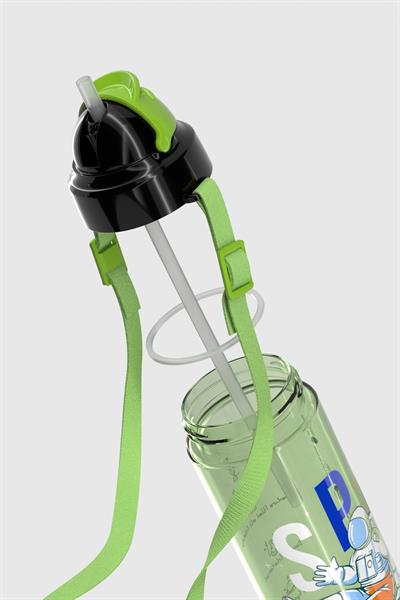 Renga Migo Desenli 630 ml Askılı Pipetli Tritan Çocuk Matara 912143 Yeşil