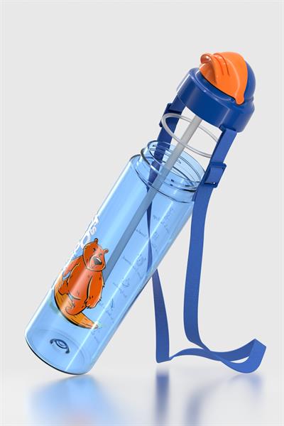 Renga Migo Desenli 630 ml Askılı Pipetli Tritan Çocuk Matara 912143 Mavi