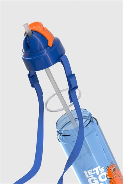 Renga Migo Desenli 630 ml Askılı Pipetli Tritan Çocuk Matara 912143 Mavi