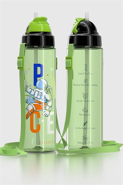 Renga Migo Desenli 630 ml Askılı Pipetli Tritan Çocuk Matara 912143 Yeşil