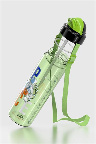 Renga Migo Desenli 630 ml Askılı Pipetli Tritan Çocuk Matara 912143 Yeşil
