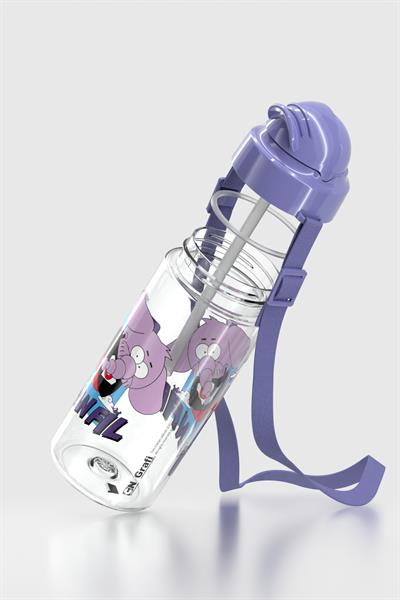 Renga Migo Kral Şakir Desenli 500 ml Askılı Pipetli Tritan Çocuk Matara 222027 Mor