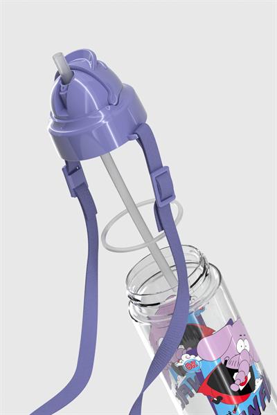 Renga Migo Kral Şakir Desenli 500 ml Askılı Pipetli Tritan Çocuk Matara 222027 Mor