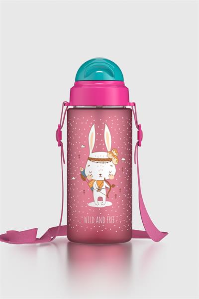 Renga Migo Soft Touch Desenli 500 ml Askılı Pipetli Tritan Çocuk Matara 912142 Pembe