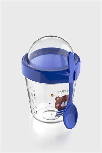 Renga Mila Happy Boy Ayıcık Desenli Tritan Çocuk Seti Pipetli Kapak ve Müsli Kapak 712009 Mavi