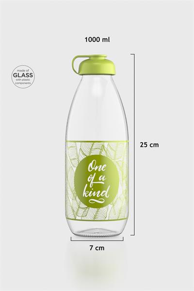 Renga Milky Desenli 1000 ml Cam Şişe 182058 Yeşil