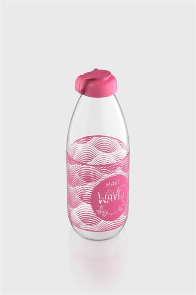 Renga Milky Desenli 1000 ml Cam Şişe 182058 Fuşya