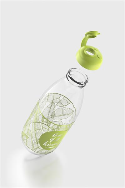 Renga Milky Desenli 1000 ml Cam Şişe 182058 Yeşil