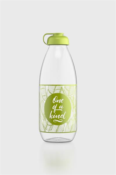 Renga Milky Desenli 1000 ml Cam Şişe 182058 Yeşil