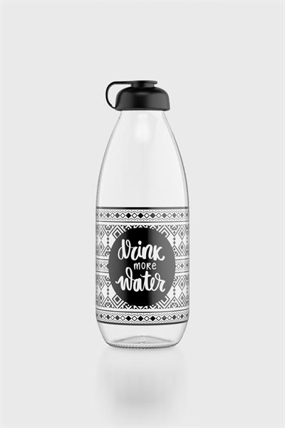 Renga Milky Desenli 1000 ml Cam Şişe 182058 Siyah