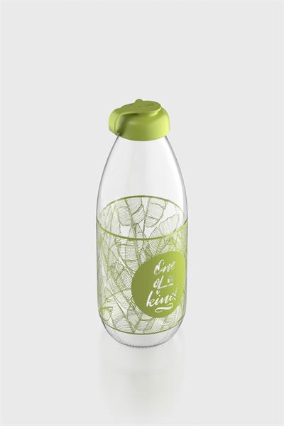 Renga Milky Desenli 1000 ml Cam Şişe 182058 Yeşil