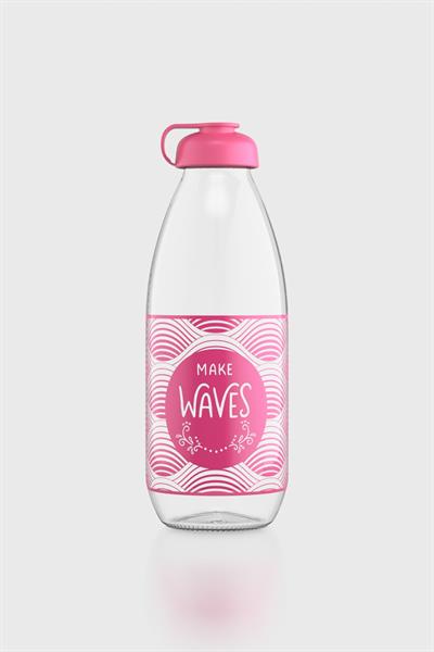 Renga Milky Desenli 1000 ml Cam Şişe 182058 Fuşya