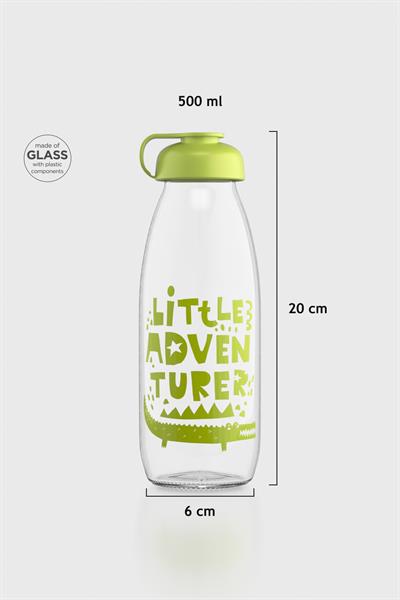 Renga Milky Desenli 500 ml Cam Şişe 182057 Yeşil