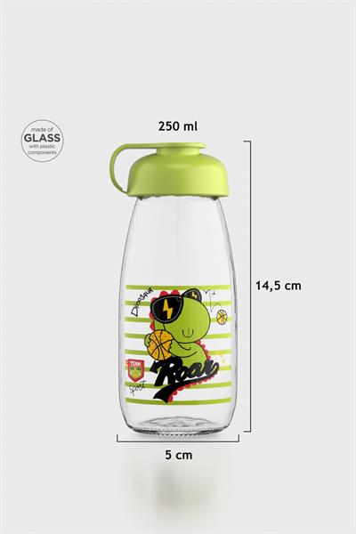 Renga Milky Kids Desenli 250 ml Cam Şişe 182056 Yeşil