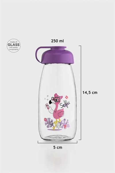 Renga Milky Kids Desenli 250 ml Cam Şişe 182056 Mor