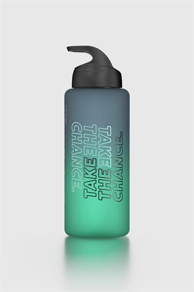 Renga Moly Çift Renk Yazı Desenli 1000 ml Pipetli Mat Tritan Matara 912117 Siyah-Petrol