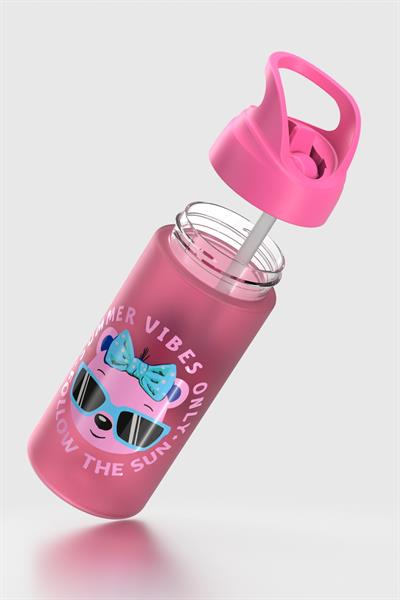Renga Moly Desenli 500 ml Pipetli Tritan Çocuk Matara 912131 Pembe