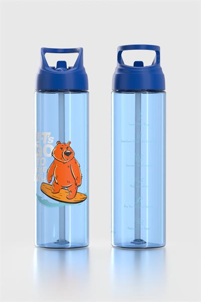 Renga Moly Desenli 630 ml Pipetli Tritan Çocuk Matara 912172 Mavi