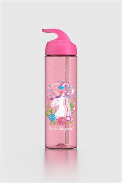 Renga Moly Desenli 630 ml Pipetli Tritan Çocuk Matara 912172 Pembe