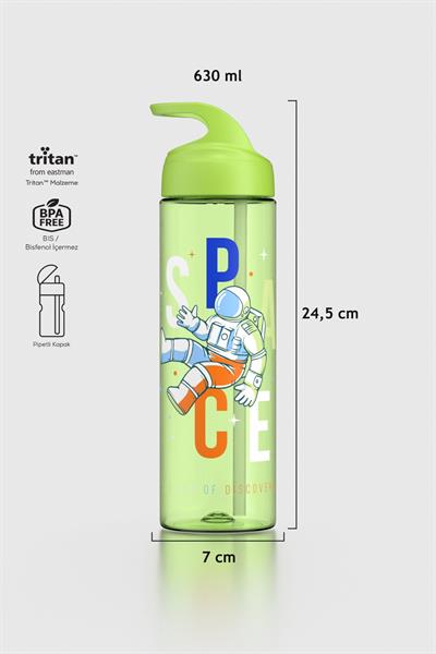Renga Moly Desenli 630 ml Pipetli Tritan Çocuk Matara 912172 Yeşil