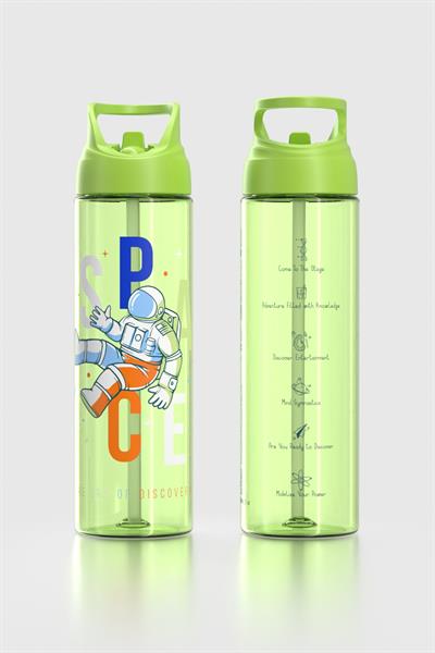 Renga Moly Desenli 630 ml Pipetli Tritan Çocuk Matara 912172 Yeşil