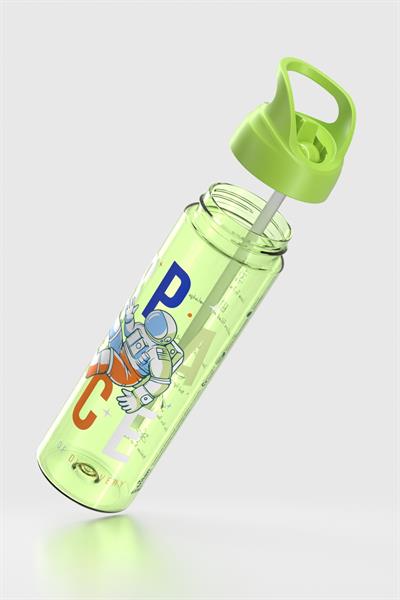Renga Moly Desenli 630 ml Pipetli Tritan Çocuk Matara 912172 Yeşil