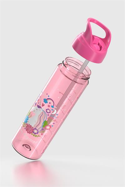 Renga Moly Desenli 630 ml Pipetli Tritan Çocuk Matara 912172 Pembe